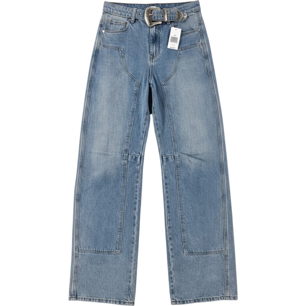 BLANKNYC The Franklin Ribcage Wide Leg Jeans Women 25 Blue Western Boho Barrel